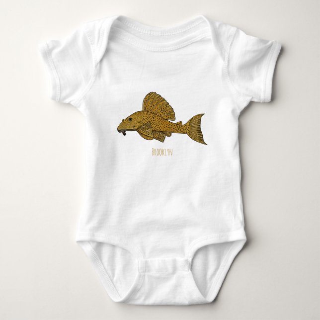 Body Para Bebé Pleco fish cartoon illustration  (Anverso)