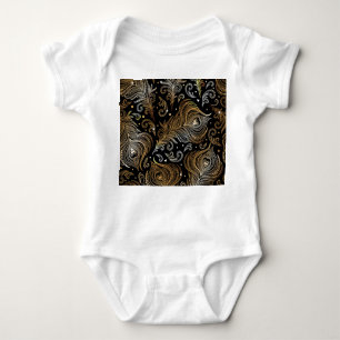 Body Para Bebé Plumas de pavo real: Dibujo artístico a mano alzad