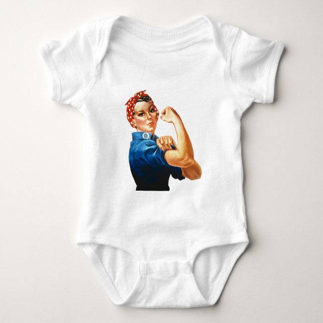 Body Para Bebé Podemos lograrlo, Rosie the Riveter Women Power (Anverso)