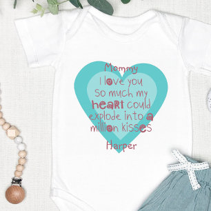 Body Para Bebé Poema de mamá adorable en corazón azul personaliza