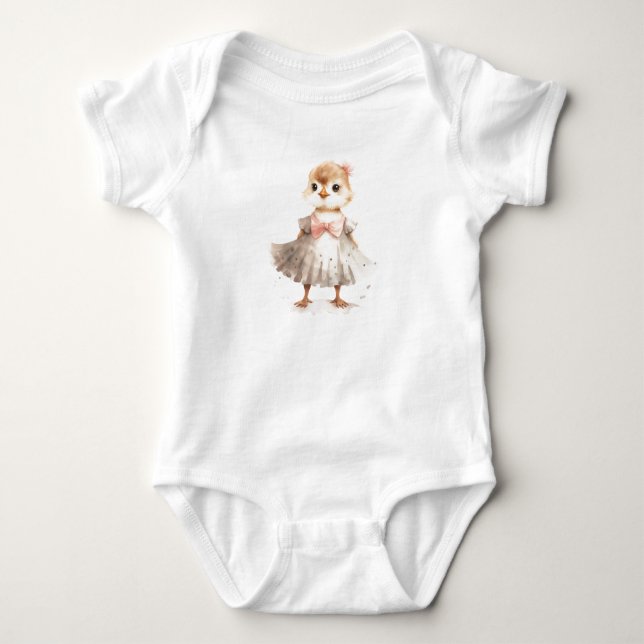 Body Para Bebé Pollito Bebé con Vestido Bodysuit de Pollo Adorabl (Anverso)