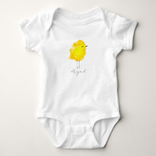 Body Para Bebé Pollito chick chickadee amarillo lindo acuarela