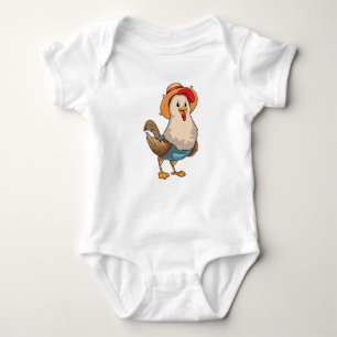 Body Para Bebé Pollo como granjero con Gorra