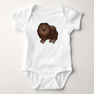 Body Para Bebé Pomerania negra perro de dibujos animados lindo