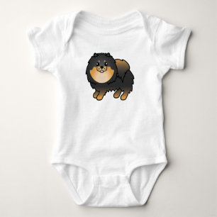 Body Para Bebé Pomerania negro y fuego lindo perro de dibujos ani