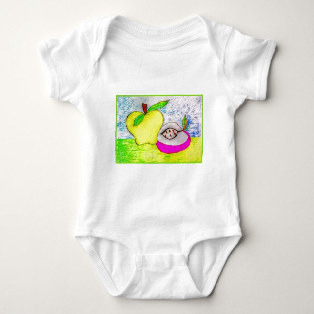 Body Para Bebé Pop Art Manzanas Infantil Creeper Orgánico (Anverso)