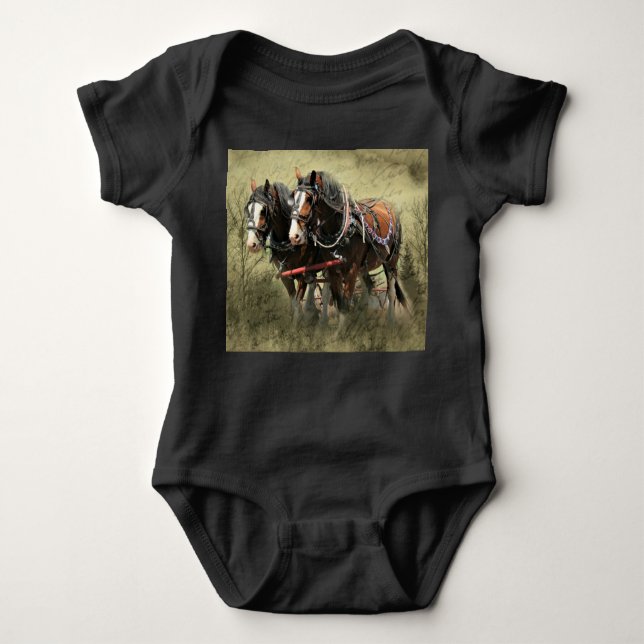 Body Para Bebé Postal de Clydesdale Weathered Vintage (Anverso)