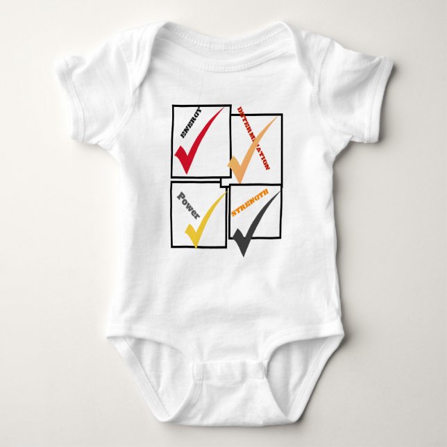 Body Para Bebé Power Determination Strength Energy Tick Bodysuit (Anverso)