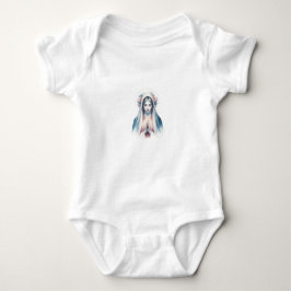 Body Para Bebé Praying Virgin Mary Watercolor – Blue & Pink Moder