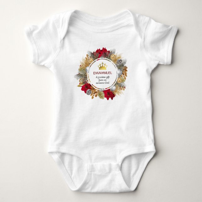 Body Para Bebé PRECIOSO REGALO DE DIOS INCREÍBLE | Wreath Navidad (Anverso)