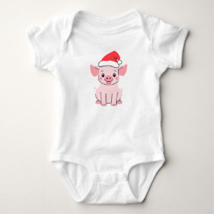Body Para Bebé Preciosos Navidades Piglet con Santa Hat