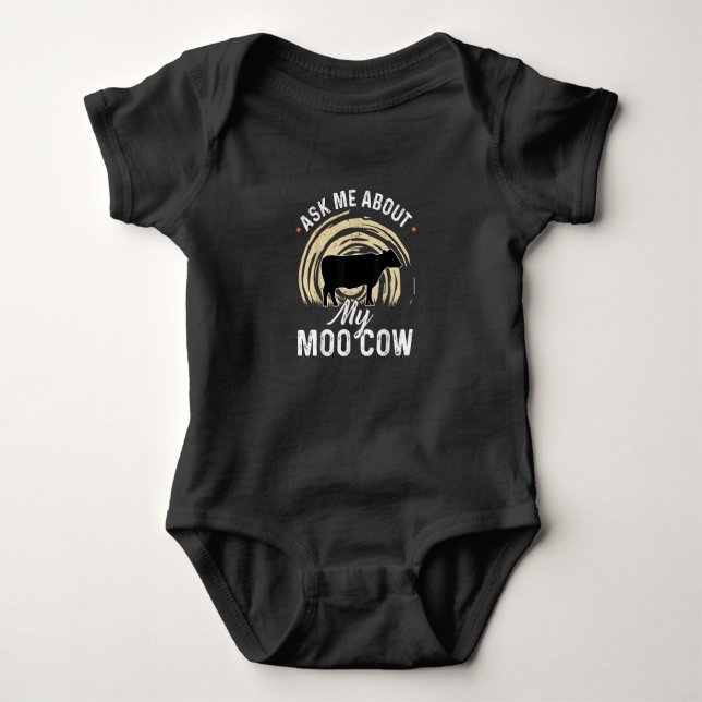 Body Para Bebé Pregúntame sobre mi    agricultor de vaca moo (Anverso)