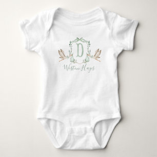 Body Para Bebé Preppy Southern Green Stork Boy Baby Shower