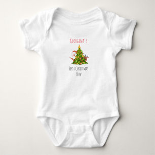 Body Para Bebé Primer árbol navideño Santa personalizada