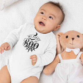 Body Para Bebé Primer Baby Boo de Halloween Negro y Blanco