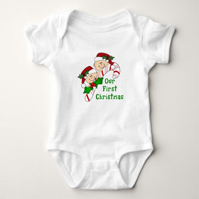 Body Para Bebé Primer bastón de caramelo del navidad de los (Anverso)