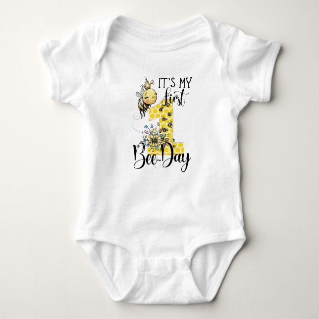 Body Para Bebé Primer cumpleaños Bumblebee Bodysuit, primer cumpl (Anverso)