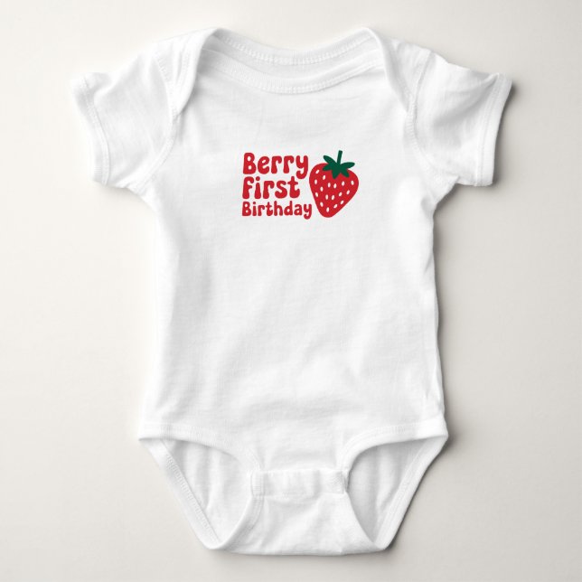 Body Para Bebé Primer Cumpleaños de Berry – Tema de Berry de 1 Añ (Anverso)