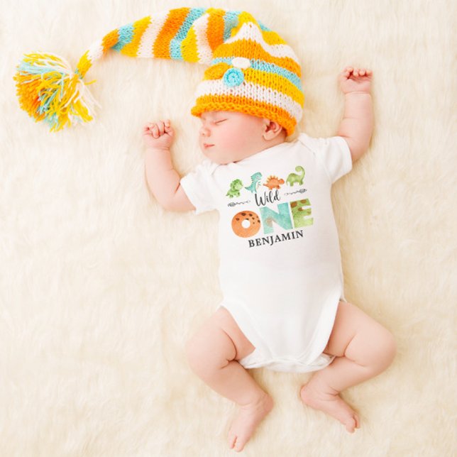 Body Para Bebé Primer cumpleaños de dinosaurio WILD ONE personali (Subido por el creador)