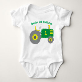 Body Para Bebé Primer cumpleaños de Green Tractor