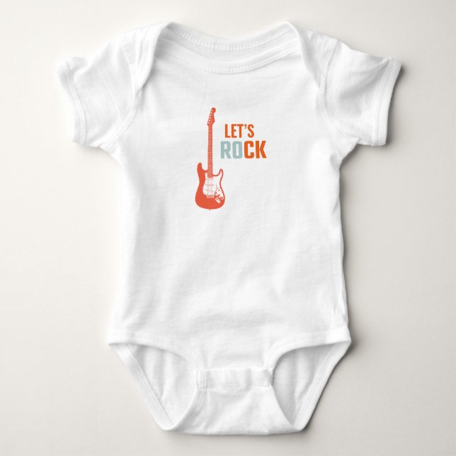 Body Para Bebé Primer cumpleaños de Guitar Rock and Roll Music Ro (Anverso)