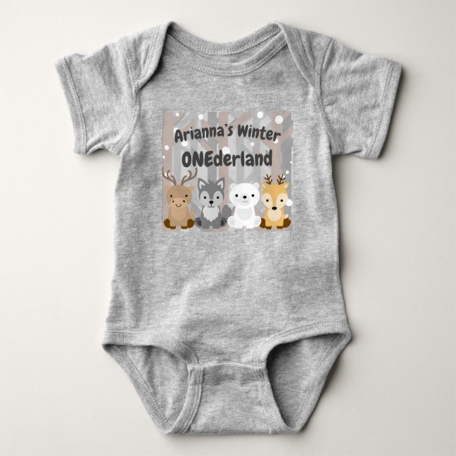 Body Para Bebé Primer cumpleaños de ONEderland invierno (Anverso)