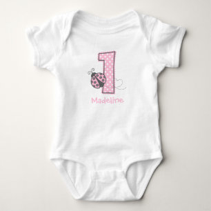 Body Para Bebé Primer cumpleaños de Pink Ladybug