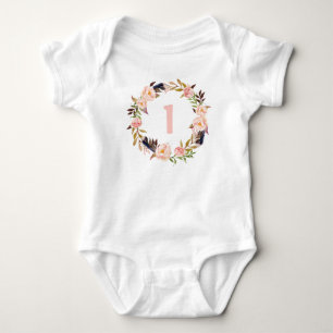 Body Para Bebé Primer cumpleaños Floral Wreath Boho Baby Bodysuit