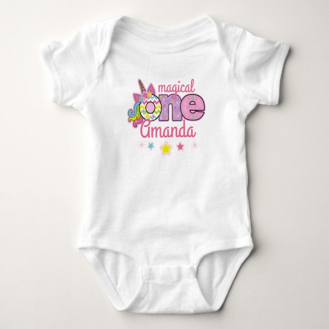 Body Para Bebé Primer cumpleaños Mágico cumpleaños UNO | Unicorni (Anverso)
