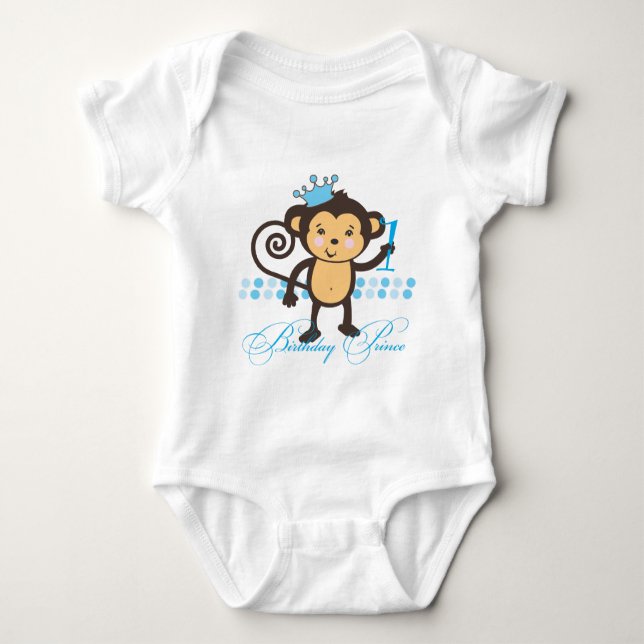 Body Para Bebé Primer cumpleaños Monkey Prince Shirt (Anverso)
