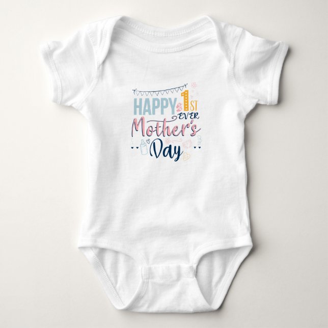 Body Para Bebé Primer Día de la Madre de la Primera Madre (Anverso)