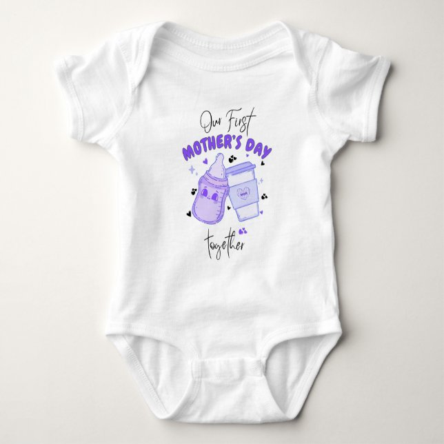 Body Para Bebé Primer día de las madres juntas / conjunto a juego (Anverso)