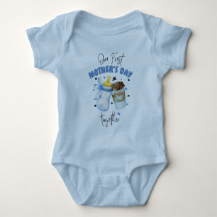 Body Para Bebé Primer día de las madres juntos / conjunto azul a