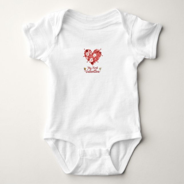 Body Para Bebé Primer día de San Valentín (Anverso)