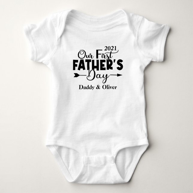 Body Para Bebé Primer Día del Padre Blanco (Anverso)