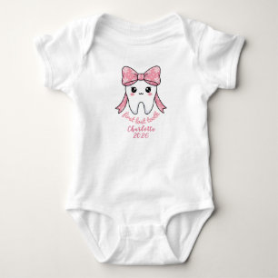 Body Para Bebé Primer diente de bebé lazo rosa Kawaii hito