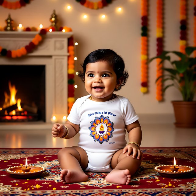 Body Para Bebé Primer Diwali del bebé con nombre personalizado (Baby's 1st Diwali with custom name Baby Bodysuit)