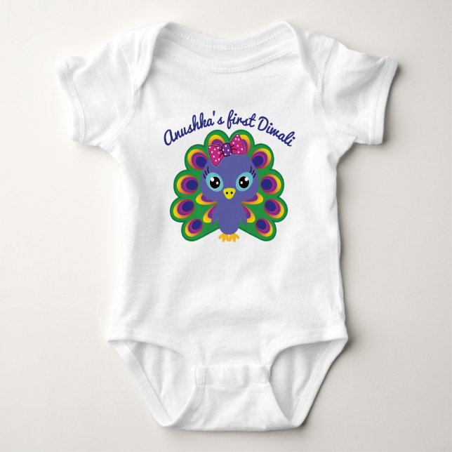 Body Para Bebé Primer Diwali del bebé - nombre personalizado (Anverso)