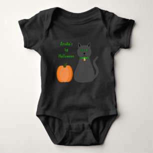 Body Para Bebé Primer Halloween de felina y calabaza