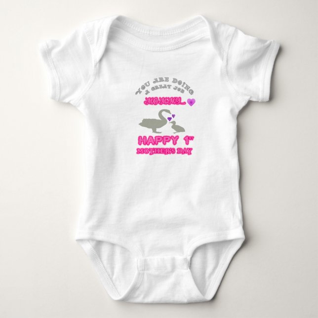 Body Para Bebé Primer mono del día de madre personalizado (Anverso)