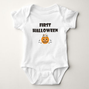 Body Para Bebé Primer Naranja del balde de calabaza de Halloween 