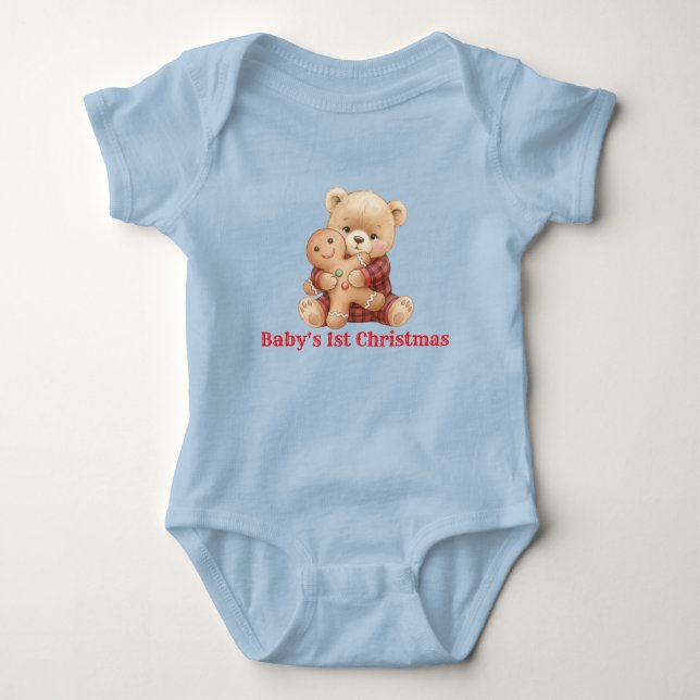 Body Para Bebé Primer Navidad de Osito Adorable  (Anverso)