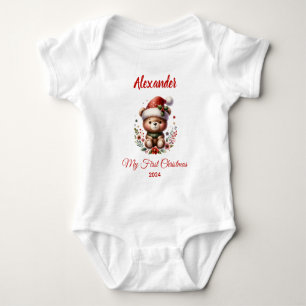 Body Para Bebé Primer Navidad del bebé oso personalizado lindo