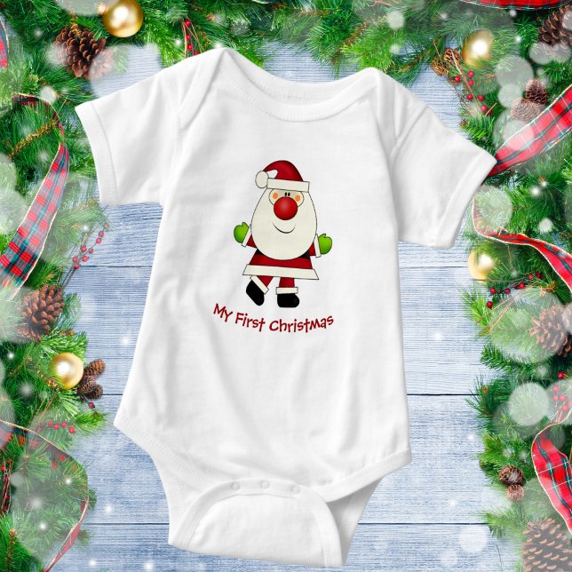 Body Para Bebé Primer Navidad del Bebé Santa Nariz Roja (Subido por el creador)