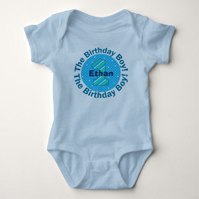 Body Para Bebé Primer niño de cumpleaños Círculo Azul camiseta (Anverso)