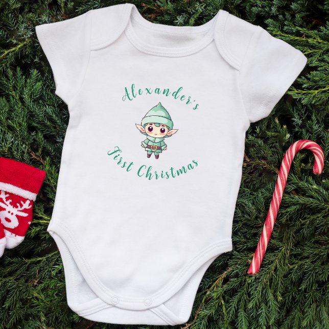 Body Para Bebé Primer niño de Navidad Elf personalizado (Subido por el creador)