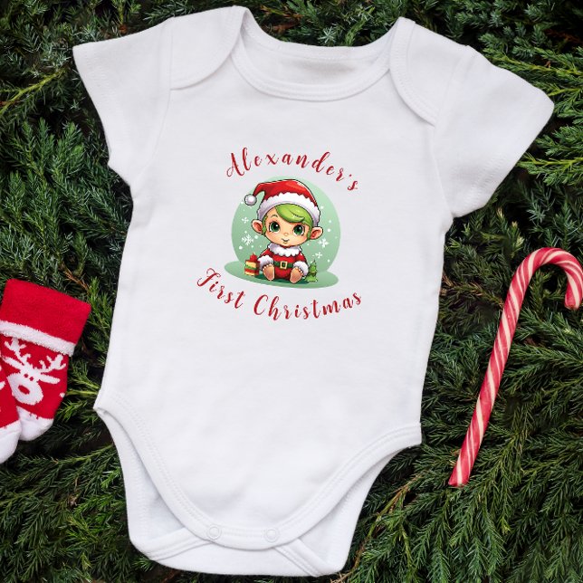 Body Para Bebé Primer niño de Navidad Elf personalizado (Subido por el creador)