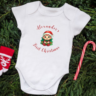 Body Para Bebé Primer Niño Elf Personalizado de Navidad