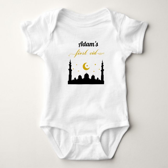Body Para Bebé Primer nombre personalizado de Eid (Anverso)