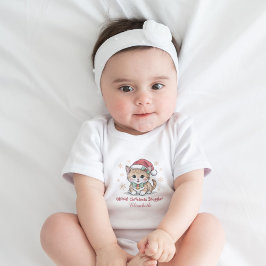 Body Para Bebé Primer Outfit de Navidad con Gato de Santa Adorabl
